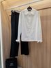 Sơ mi cotton - cổ đứng nhún bèo, Tay nơ 