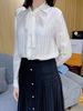  Áo sơ mi lụa full logo - dây nơ trắng 