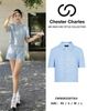  Bộ áo tweed ngắn tay croptop và Quần short dạ tweed xanh set 