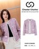  Áo dạ tweed hồng túi viền trắng 