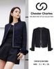  Áo dạ tweed đen. tay nơ 