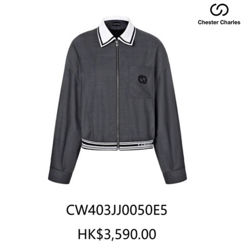  Áo khoác ghi xám cổ trắng 