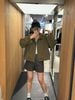  Bộ áo khoác kaki và quần sooc màu rêu set 