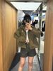  Bộ áo khoác kaki và quần sooc màu rêu set 