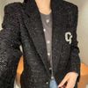  Áo dạ Tweed đen Logo CC đính đá ngực trái 