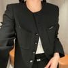  Áo khoác Đen 2 túi ngực ( len wool + Silk) 