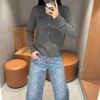  CDG dài tay xám chữ ngực trái 