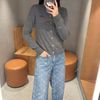  CDG dài tay xám chữ ngực trái 