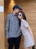  Váy tweed caro hồng - đính đá 