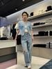  Áo denim ngắn tay, 2 túi ngực 