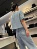  Áo denim ngắn tay, 2 túi ngực 