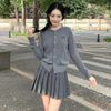  CDG dài tay xám chữ ngực trái 