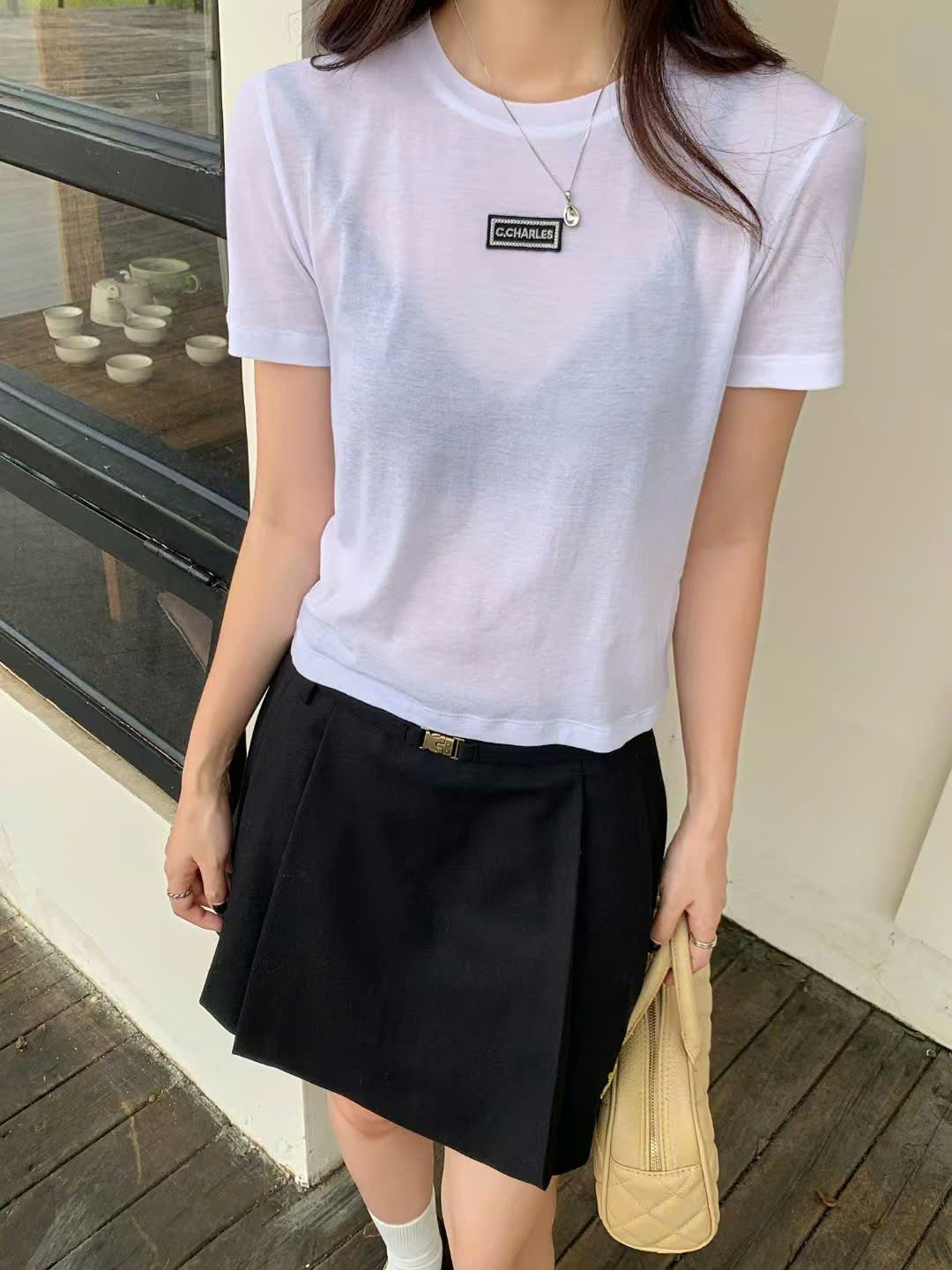  Áo trắng xuyên thấu - logo đen 