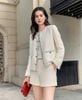  Áo dạ tweed trắng, 2 túi 