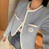  Áo tweed xanh - viền trắng 