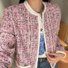  Áo dạ tweed hồng túi viền trắng 