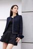  Áo dạ tweed đen. tay nơ 