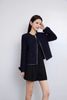  Áo dạ tweed đen. tay nơ 