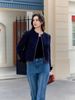  Áo dạ tweed đen. tay nơ 