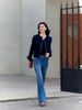  Áo dạ tweed đen. tay nơ 