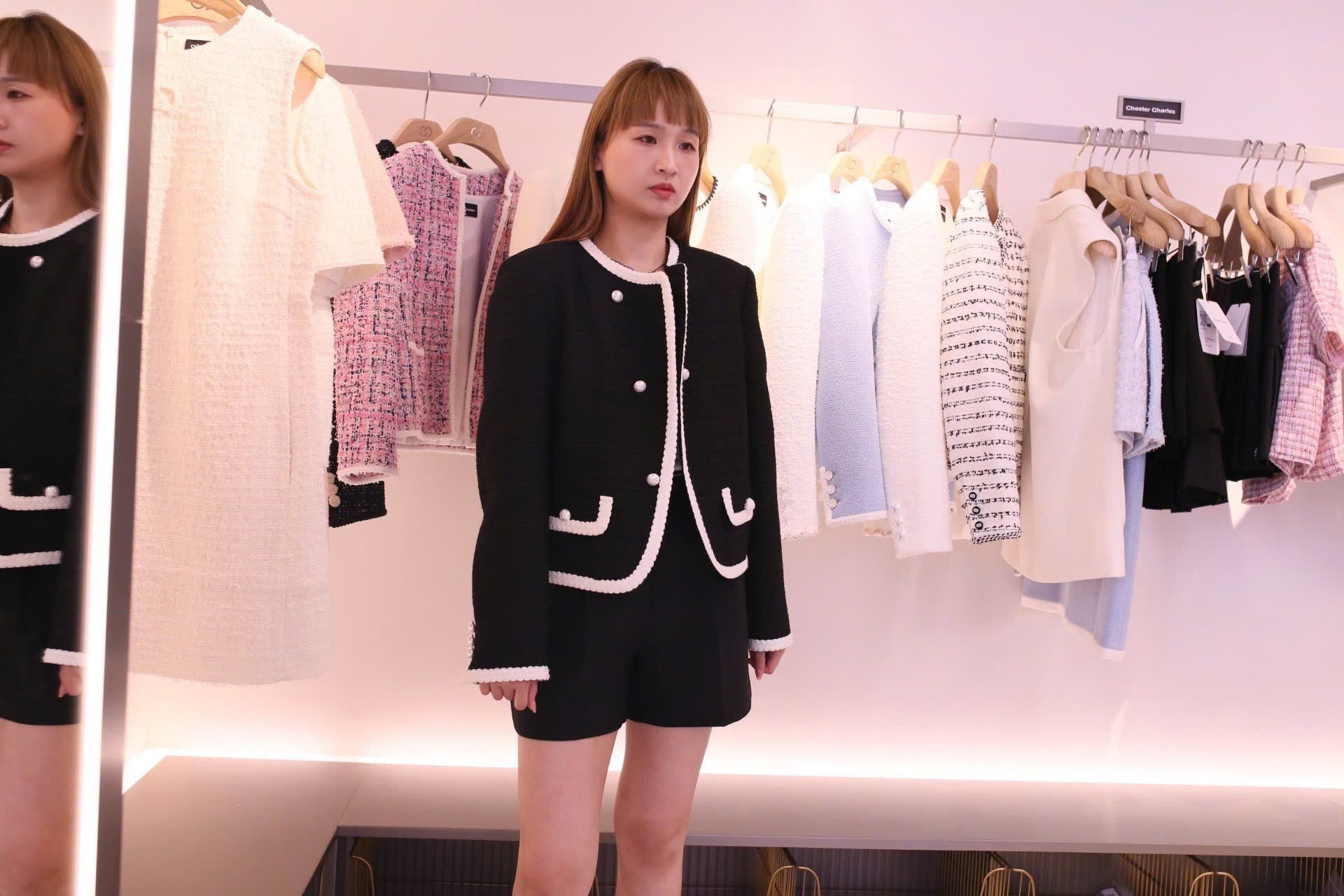  Dạ twed vạt chéo 