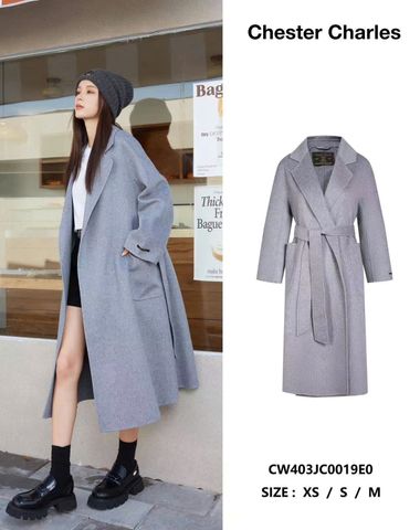  Áo dạ mangto dáng dài xám tro 