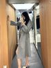  Áo dạ mangto dáng dài xám tro 