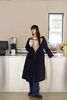  Áo dạ mangto xanh navy, cổ ve màu be 