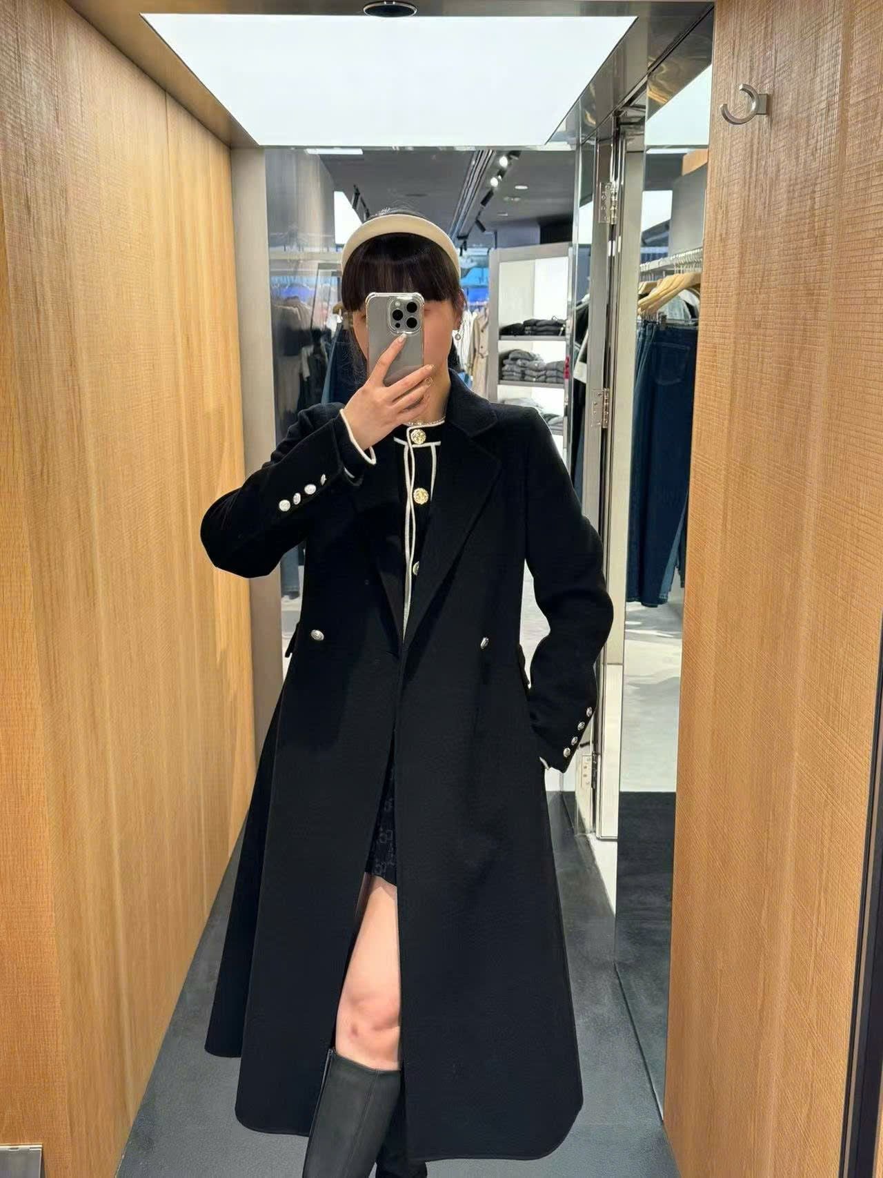  Áo măng to đen, 2 cúc 