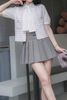  Áo ghile tweed trắng kim tuyến 