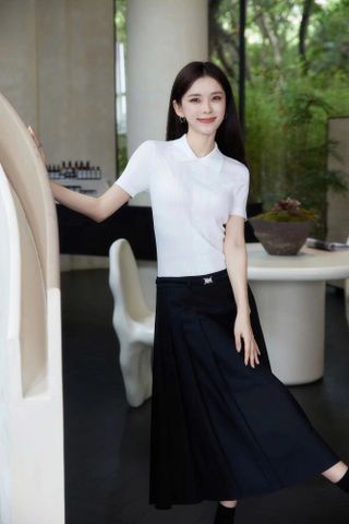  Chân váy dài - đai cài đính đá nhỏ 