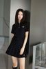  Bộ áo polo và chân váy - đen full logo tim trái set 