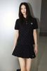  Bộ áo polo và chân váy - đen full logo tim trái set 