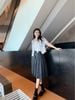  Chân váy xếp ly kèm belt kim loại - xám 