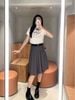  Chân váy dài xám - cạp chun đen 