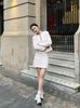  Bộ áo Twed và chân váy Twed hồng - kẻ kim tuyến set 