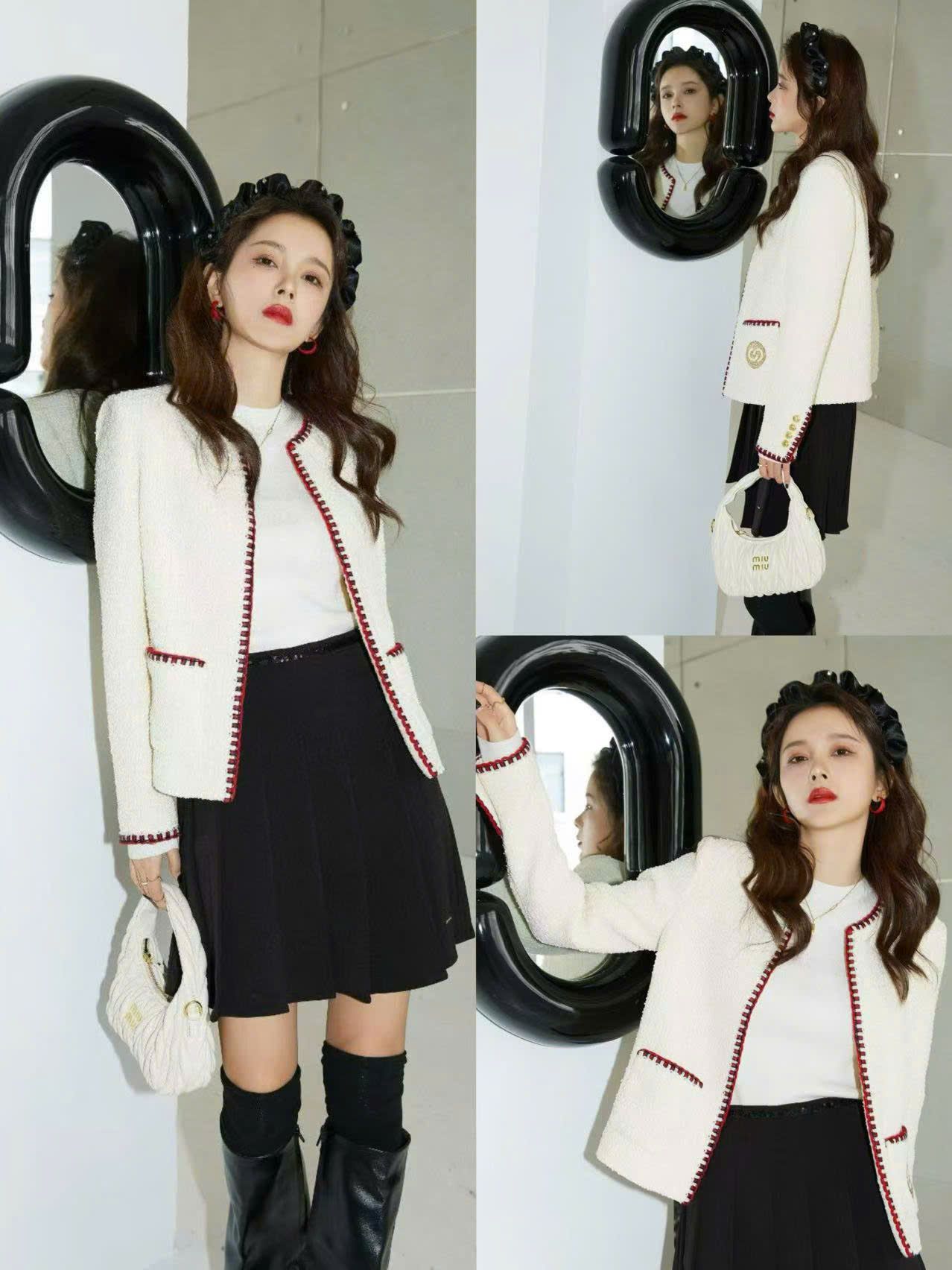  2.Áo dạ viền đỏ 