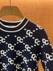  Áo len ngắn tay full logo - xanh navy 