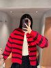  CDG đỏ kẻ ngang đen 