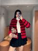  CDG đỏ kẻ ngang đen 