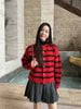  CDG đỏ kẻ ngang đen 