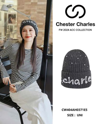  Mũ xám đính ngọc - chữ CC 