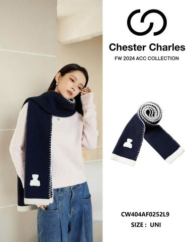  Khăn len gấu, xanh navy 