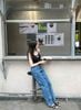  Tank top đen viền trắng - nơ ren 