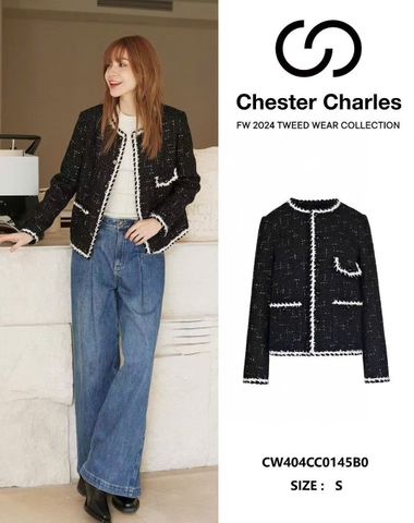  Áo dạ tweed blink, viền trắng 