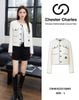  Áo dạ tweed trắng dáng ngắn, 4 túi 