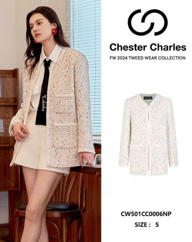  Áo dạ tweed chấm sắc màu 