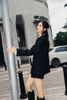  Áo dạ tweed đen dài 