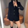 Vest dạ đen, 2 cúc cài 