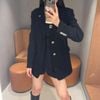 Vest dạ đen, 2 cúc cài 
